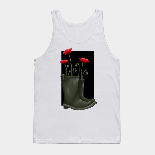 Poppies in Boots Tank Top by Pastel.Punkk